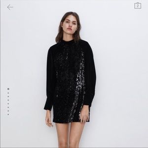 Zara Velvet Black Sequin Dress